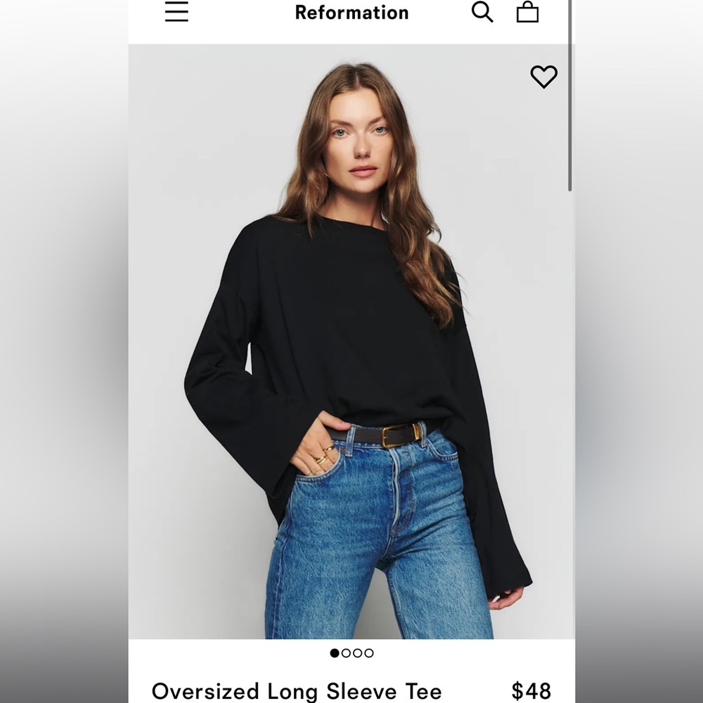 Reformation Oversized Long Sleeve Tee Black - Size M